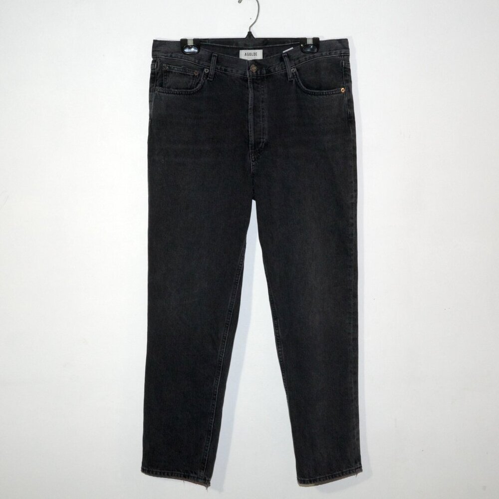 Agolde FEN High Rise Relaxed Taper Womens Denim Jeans Washed Black Shambles 32